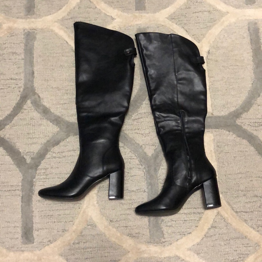 Black 3.75 inch Just Fab over the knee boots.